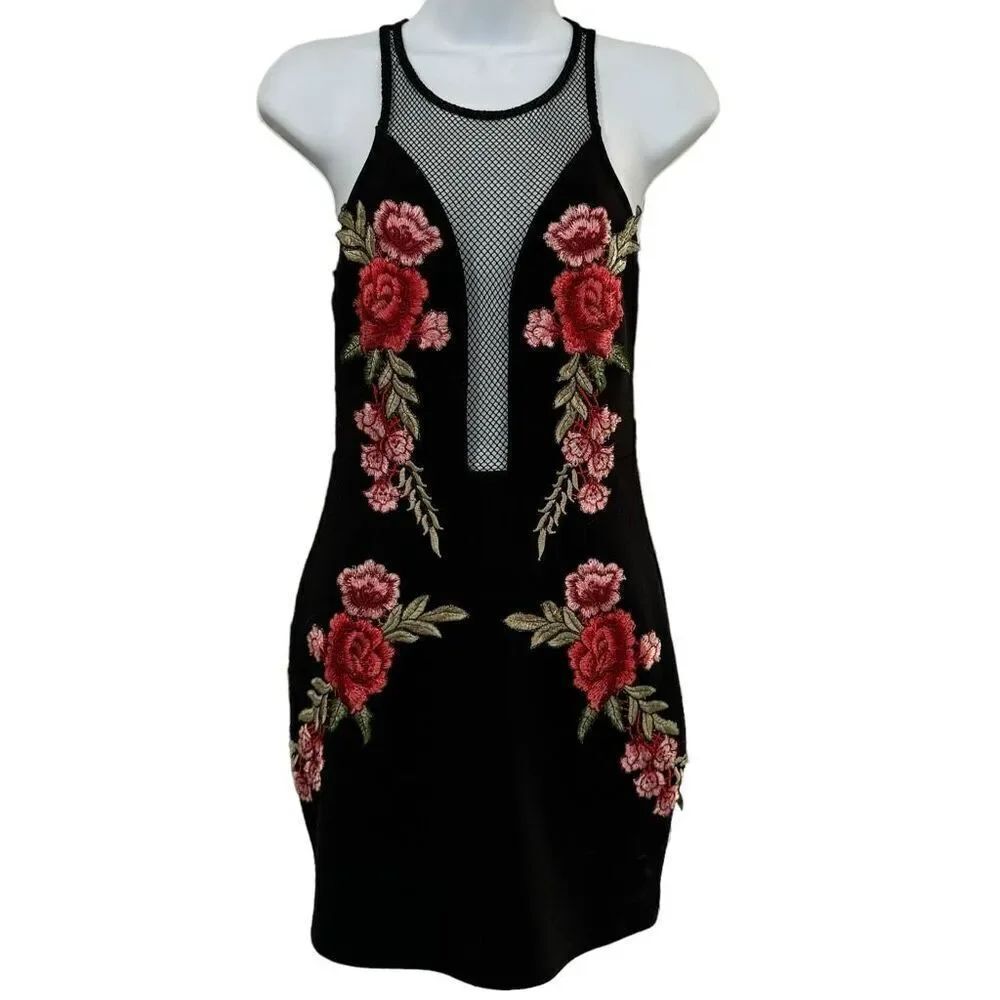 Forever 21 Black Floral Mini Dress Size Small